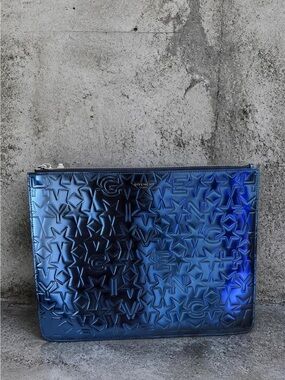 Givenchy Metallic Embossed Star Clutch in Blue